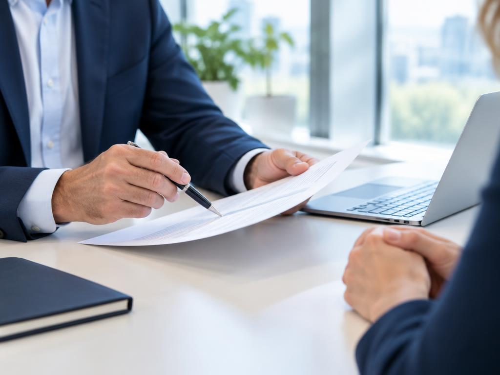 An advisor reviewing documents with a client